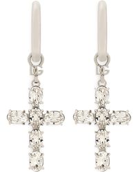 Dolce & Gabbana - Creolen mit Kristall-Kreuz - Lyst