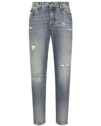 Dolce & Gabbana - Regular-Fit Jeans With Abrasions - Lyst