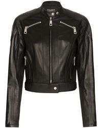 Dolce & Gabbana - Nappa Leather Biker Jacket - Lyst