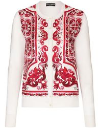 Dolce & Gabbana - Silk And Twill Maiolica Print Cardigan - Lyst