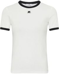 Courreges - Kontrast-T-Shirt Signature - Lyst