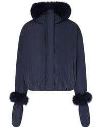 Yves Salomon - Short Puffer Jacket Made Of Technical Fabric With A Removable Fox Fur Collar - Lyst