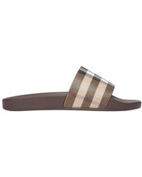 Burberry Check Sandals - Brown