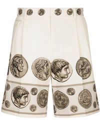 Dolce & Gabbana - Drill Stretch Bermuda Shorts With Coin Print - Lyst