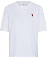 Ami Paris - T-shirt en coton biologique à logo brodé - Lyst