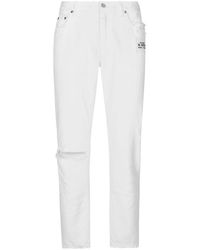 Dolce & Gabbana - White Loose Jeans With Rips And Abrasions - Lyst