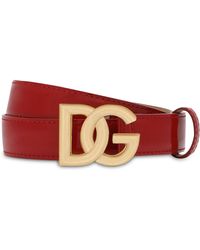 Dolce & Gabbana - Gürtel aus poliertem Kalbsleder mit DG-Logo - Lyst