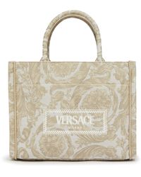 Versace - Medium Tote Bag Barocco aus besticktem Jacquard und Kalbsleder - Lyst