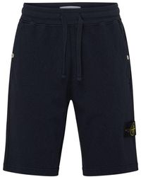 Stone Island - Fleece Shorts With Logo Patch - Lyst