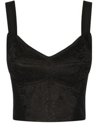 Dolce & Gabbana - Shaper Corset Bustier In Lace And Jacquard - Lyst