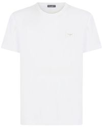 Dolce & Gabbana - Cotton T-Shirt With Logoed Plaque - Lyst