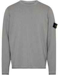 Stone Island - Round Neck Sweater With Logo Patch - Lyst