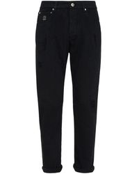 Brunello Cucinelli - Denim Trousers With Rips - Lyst