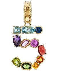 Dolce & Gabbana - 18 Kt Yellow Gold Rainbow Pendant With Multicolor Finegemstones Representing Number 5 - Lyst