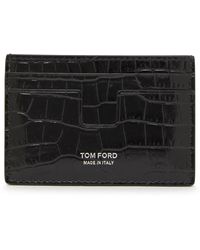 Tom Ford - Porte-cartes t line en cuir effet crocodile - Lyst