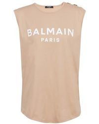 Balmain - Cotton T-shirt With Logo Print - Lyst