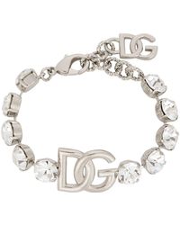 Dolce & Gabbana - Bracelet With Rhinestones And Dg Logo - Lyst