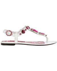 Dolce & Gabbana - Patent Leather Flip Flop Sandals - Lyst