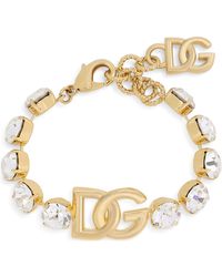 Dolce & Gabbana - Bracelet orné de cristal à plaque logo - Lyst