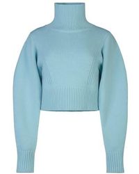 Nina Ricci - Cropped Turtleneck Puff Sleeve Sweater - Lyst