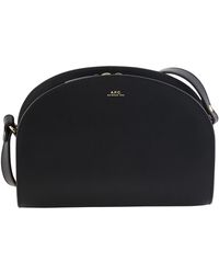 A.P.C. Half-moon Thick Leather Bag. - Black
