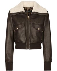 Dolce & Gabbana - Faux Leather And Sheepskin Jacket - Lyst