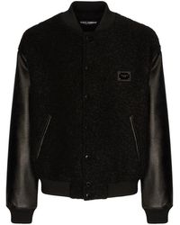 Dolce & Gabbana - Wool Bouclé And Faux Leather Jacket - Lyst