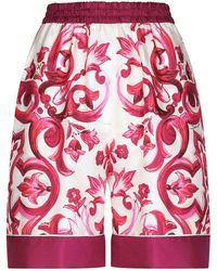 Dolce & Gabbana - Pyjama-Shorts aus Twill mit Majolika-Print - Lyst