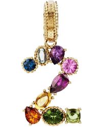 Dolce & Gabbana - 18 Kt Yellow Gold Rainbow Pendant With Multicolor Finegemstones Representing Number 2 - Lyst