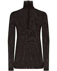 Dolce & Gabbana - Tulle Turtle-Neck Top With Dg Logo - Lyst