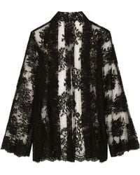 Dolce & Gabbana - Chemise kimono en dentelle de Chantilly a fleurs - Lyst
