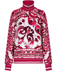 Dolce & Gabbana - Cady-Sweatshirt mit Majolika-Print und Reißverschluss - Lyst