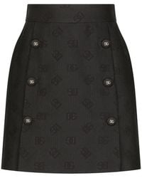 Dolce & Gabbana - Jacquard Miniskirt With All-Over Dg Logo - Lyst