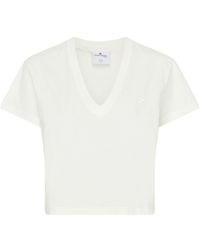 Courreges - Cropped V Neck T-Shirt - Lyst
