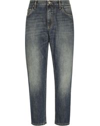 Dolce & Gabbana - Stretch-Jeans Loose aus hellblauem Washed-Denim - Lyst