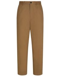 Dolce & Gabbana - Stretch Drill Pants With Logo Label - Lyst