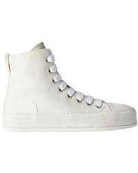 Ann Demeulemeester Velcro Strap High Top Leather Sneakers in White for Men