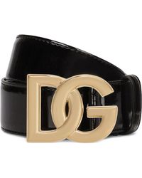 Dolce & Gabbana - Lackledergürtel mit DG-Logo - Lyst