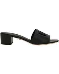 Dolce & Gabbana - Calfskin Sliders With Dg Logo - Lyst