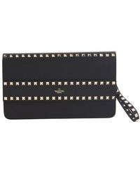 valentino black studded clutch