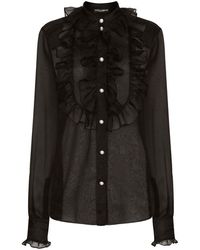 Dolce & Gabbana - Organza Shirt With Ruffles - Lyst