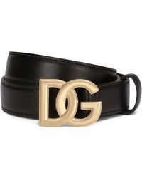 Dolce & Gabbana - Ceinture en cuir de veau avec logo DG - Lyst
