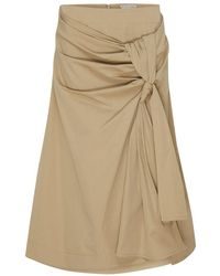 Bottega Veneta - Compact Cotton Skirt With Knot Detail - Lyst