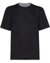 Brunello Cucinelli - T-shirt With Superimposed Effect - Lyst