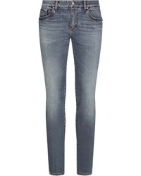 Dolce & Gabbana - Hellblaue Stretch-Jeans in Skinny Fit mit Whiskering - Lyst
