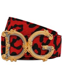 Dolce & Gabbana - Leopard-print Brocade Belt With Baroque Dg Logo - Lyst
