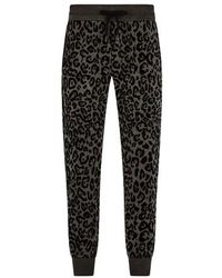 Dolce & Gabbana Jogginghose mit geflocktem Leopardenprint - Schwarz