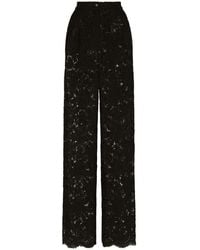 Dolce & Gabbana - Flared Branded Stretch Lace Pants - Lyst