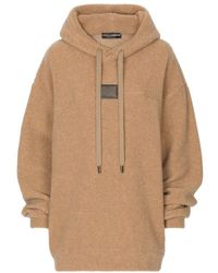 Dolce & Gabbana - Wool Jersey Hoodie With Logo Tag - Lyst