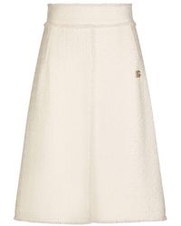 Dolce & Gabbana - Raschel Tweed Midi Skirt With Central Slit - Lyst